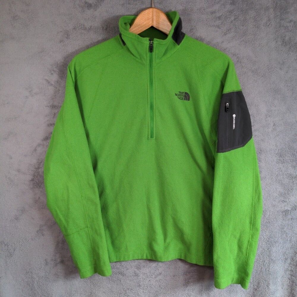 The North Face 1/4 Zip Fleece Pullover Mens Small Green FlashDry Hiking Outdoor